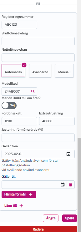 Bil steg 5 hämta förån