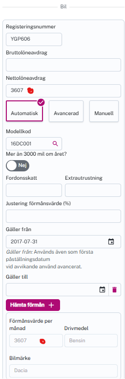 Bilförmån nettolöneavdrag