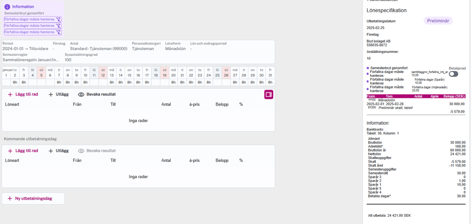 Förfallna dagar status