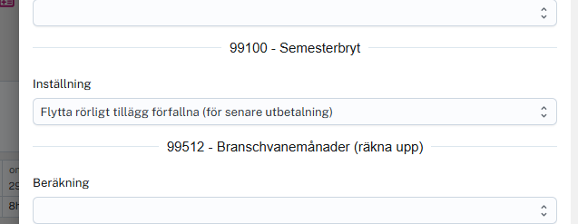 Inställning betala ut rörligt