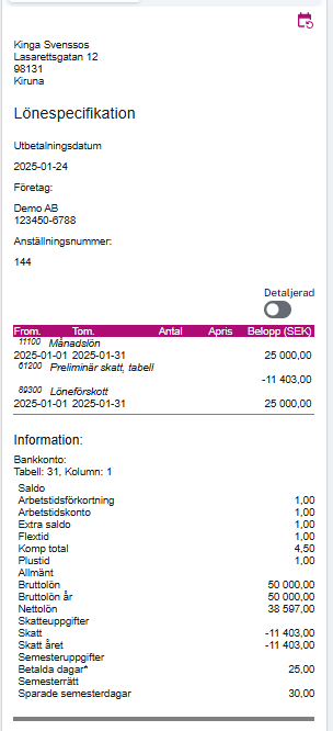 Lönespec bruttoförskott