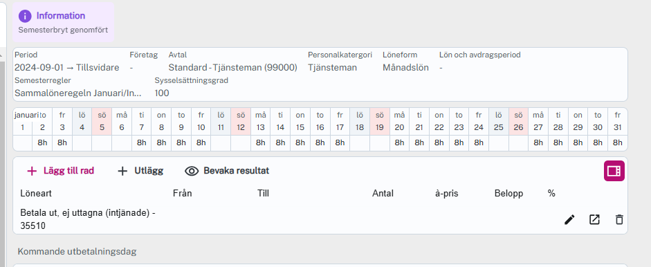 Rörligt tillägg betala ut sembryt transaktion