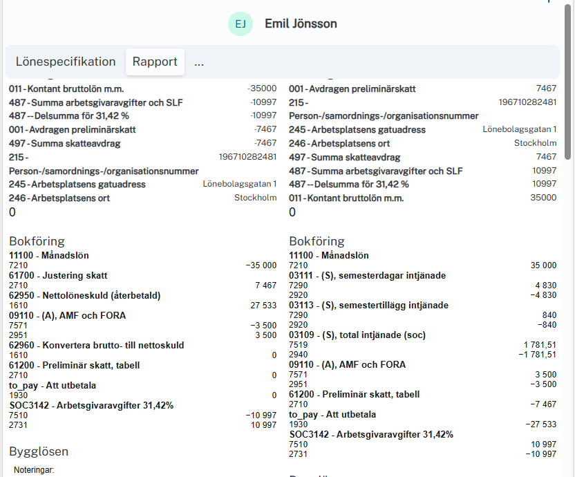 Rapporter korrigering