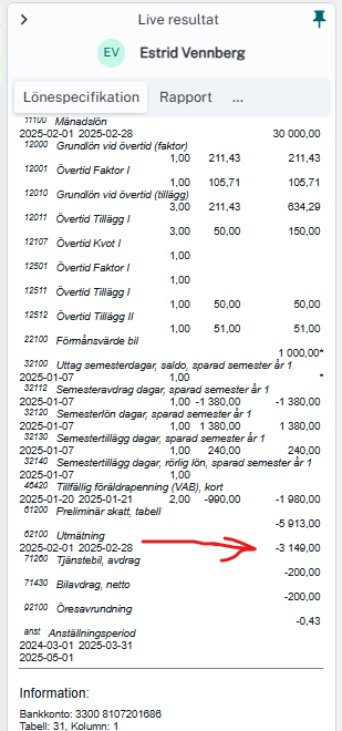 Utmätning lönespec