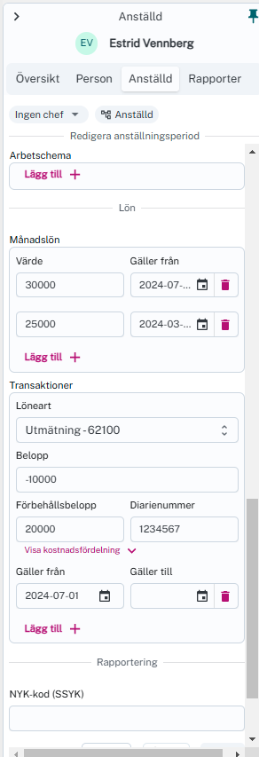 Utmätning transaktioner
